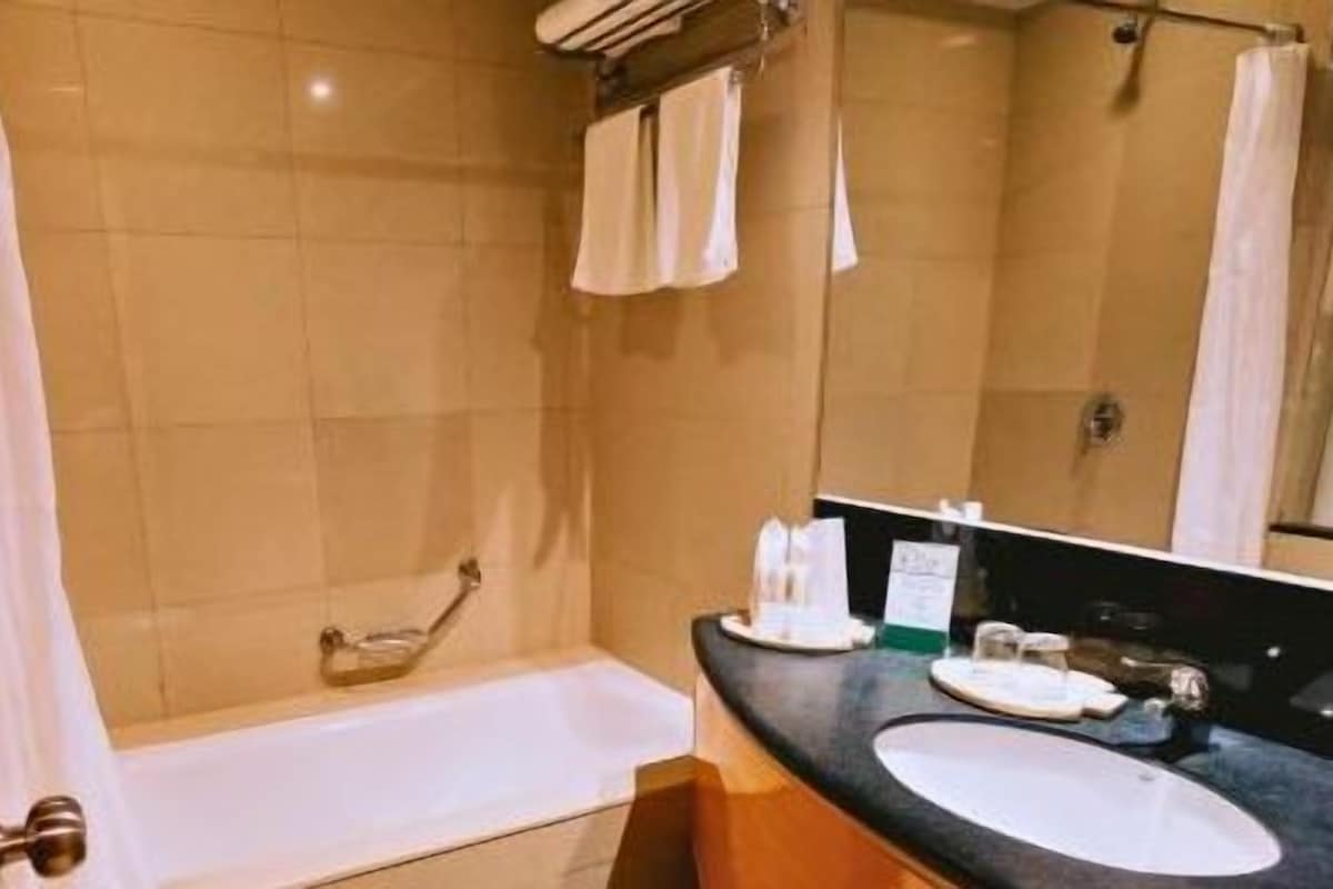 Bathroom | Combined shower/tub, free toiletries, hair dryer, slippers