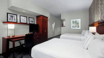 Room, 2 Queen Beds | Down comforters, desk, laptop workspace, iron/ironing board