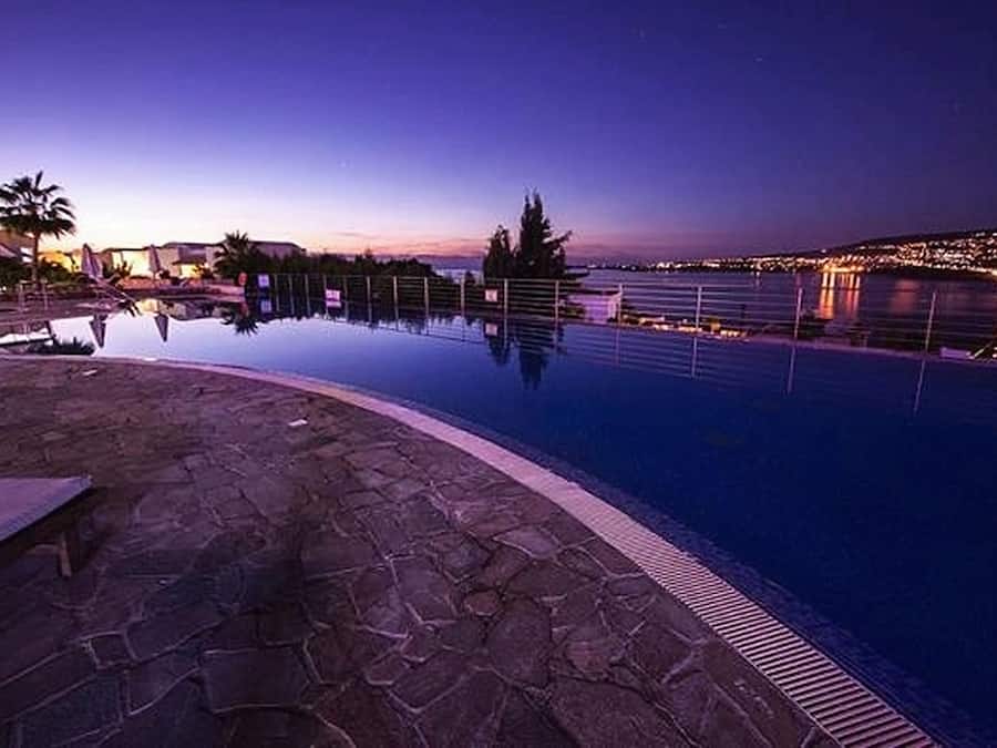 Indoor pool, seasonal outdoor pool, pool umbrellas