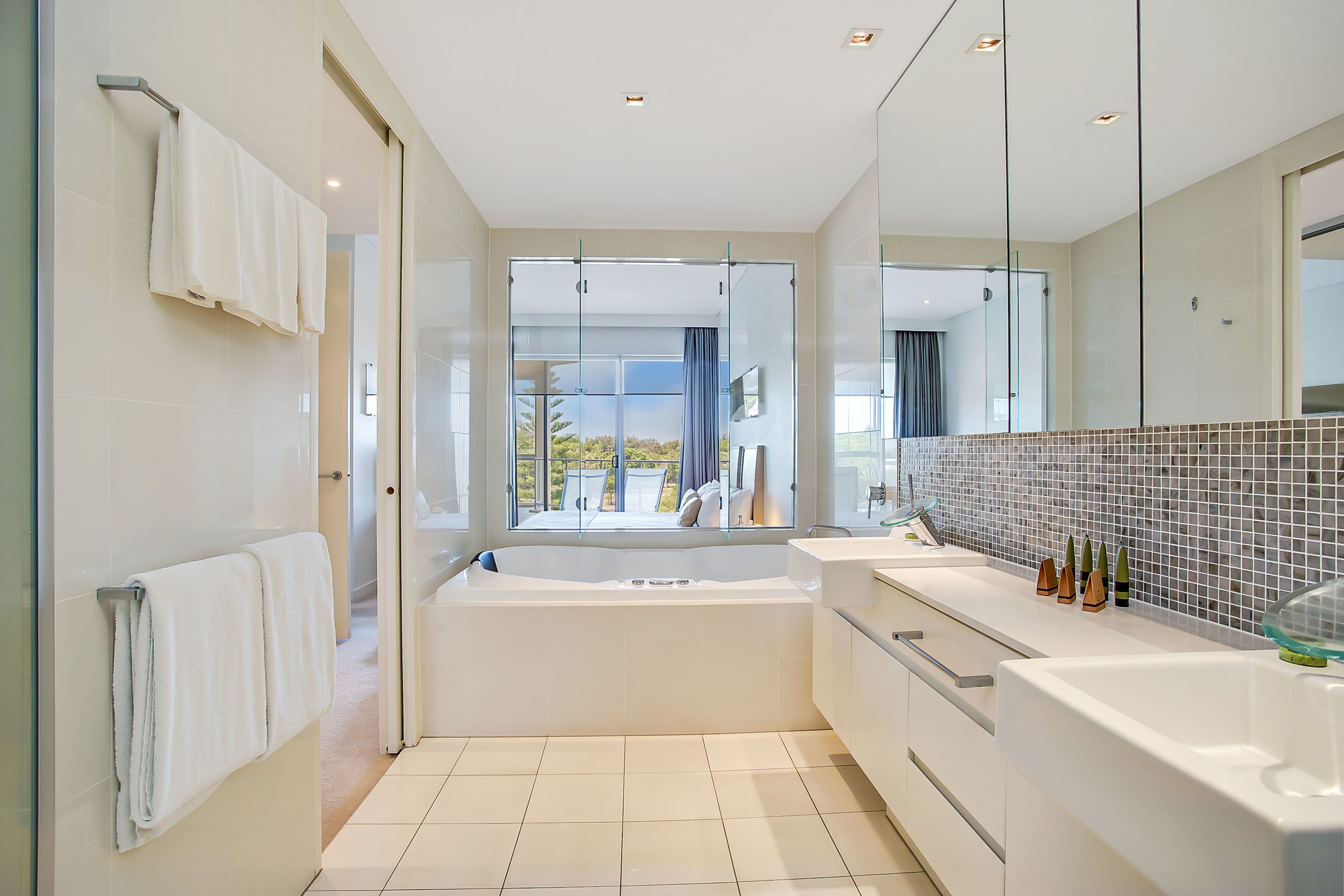 free toiletries, hair dryer, towels, toilet paper