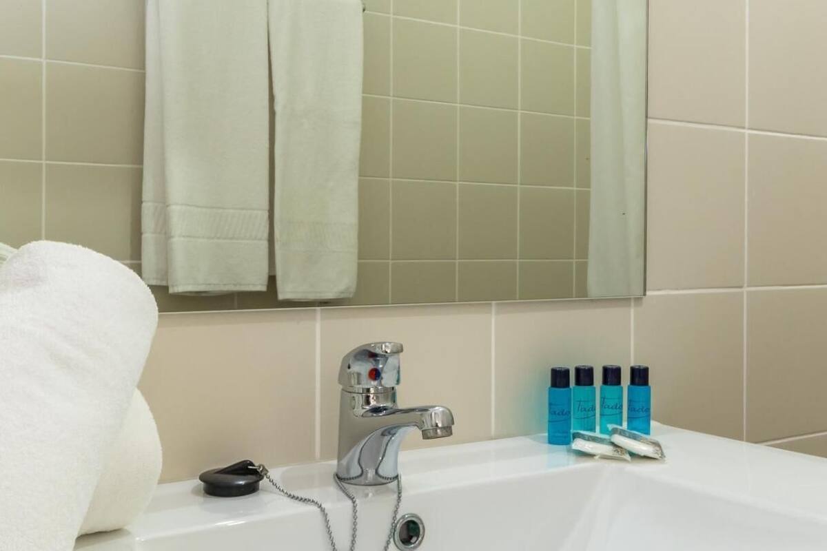 combined shower/bathtub, free toiletries, hair dryer, bidet