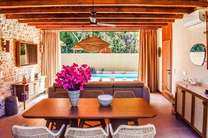 Family Villa, 2 Bedrooms, Non Smoking, Poolside | Living area | 32-inch Smart TV with digital channels, tablet