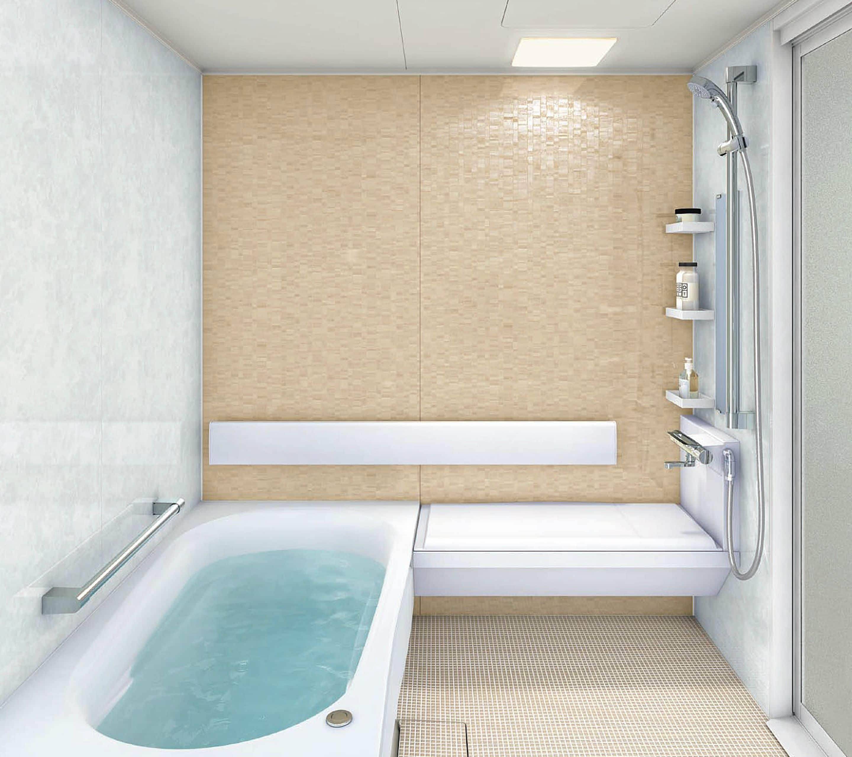 A modern bathroom with a bathtub, a shower, and a toilet.