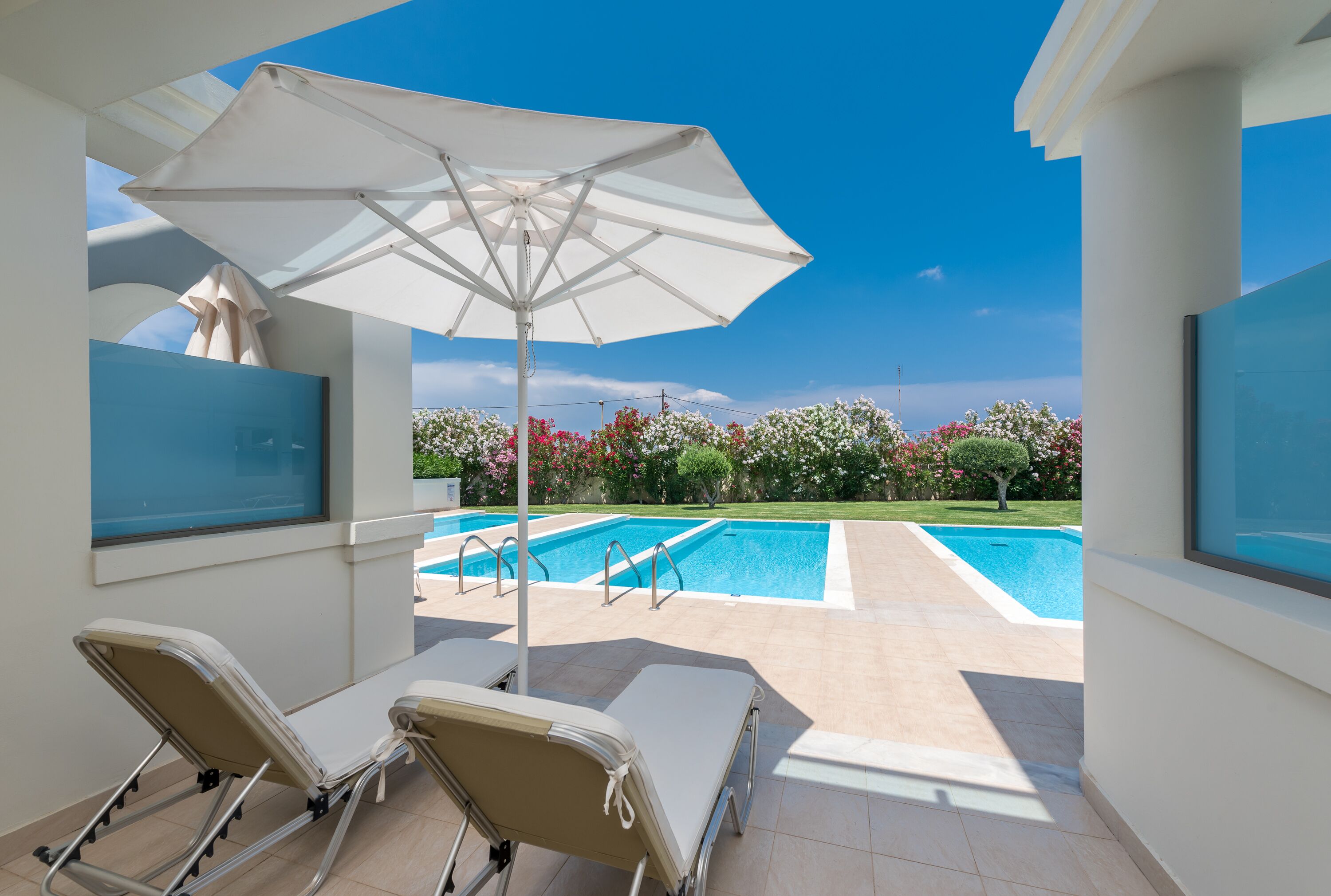 junior twin room, private pool, garden view | view from room