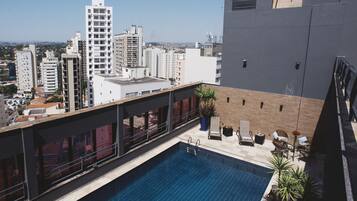 Outdoor pool, sun loungers