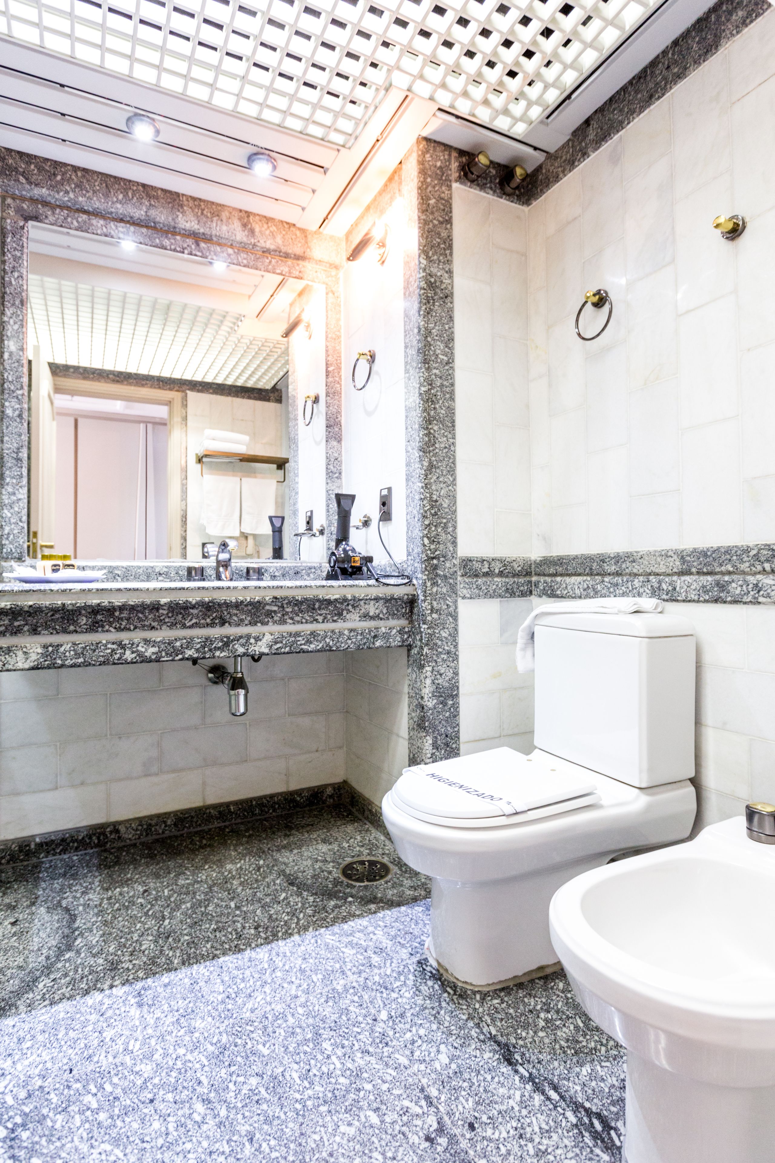 free toiletries, hair dryer, towels