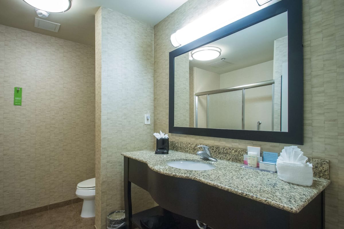 free toiletries, hair dryer, towels