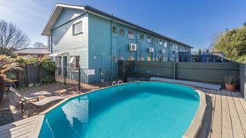 Outdoor pool, pool loungers