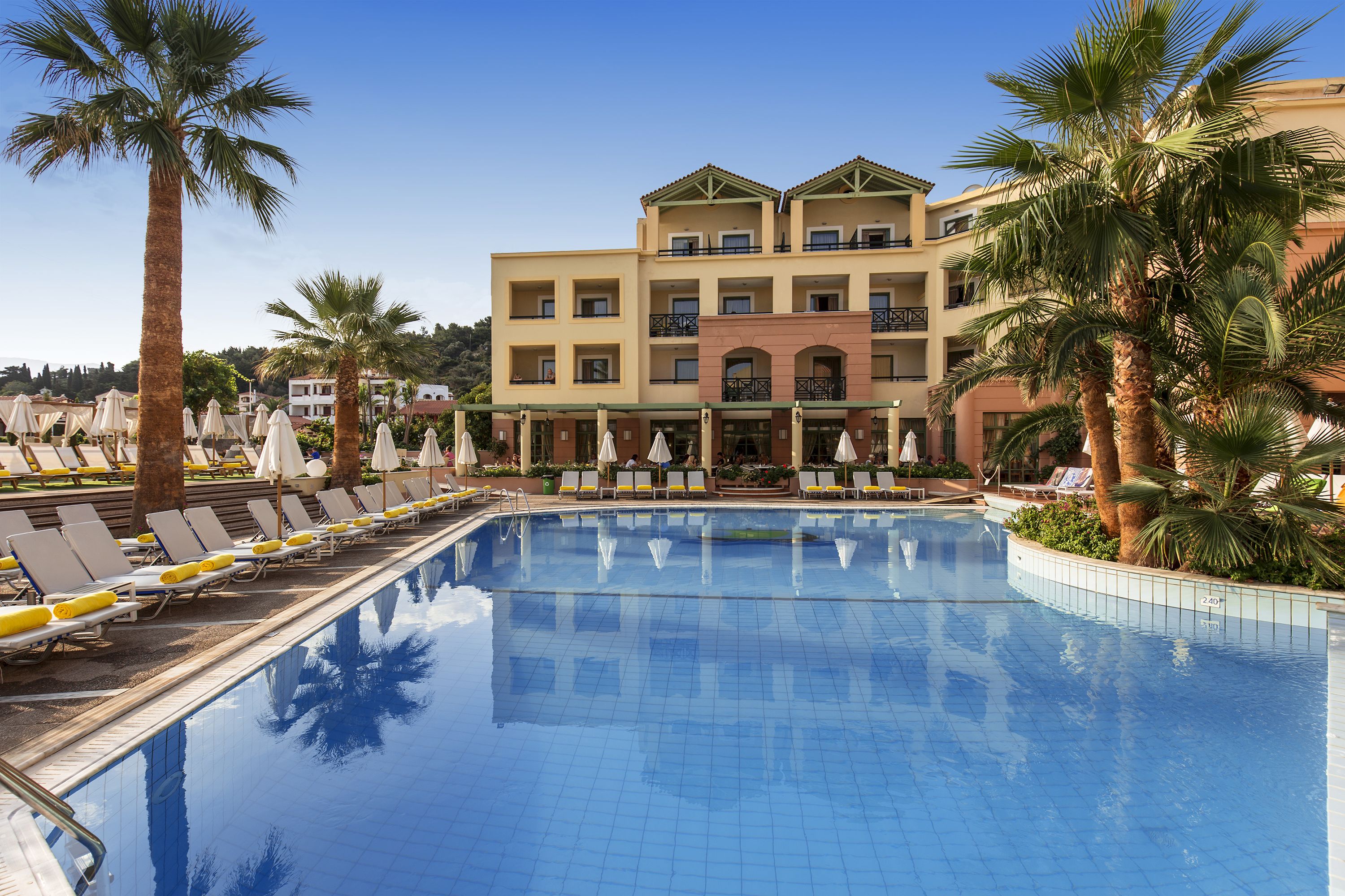 2 outdoor pools, open 9 AM to 6:30 PM, pool umbrellas, pool loungers