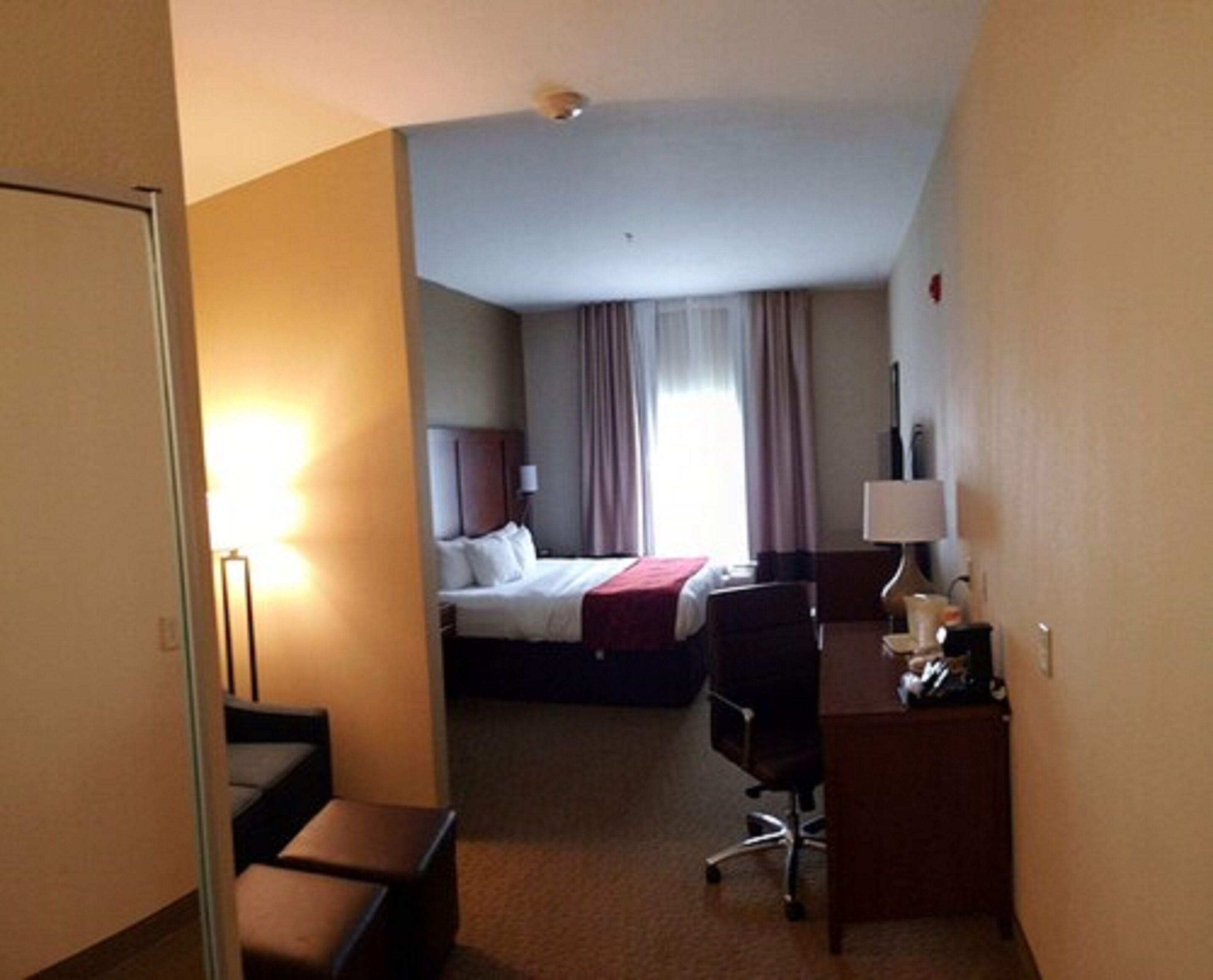 suite, 1 king bed with sofa bed | premium bedding, desk, laptop workspace, iron/ironing board