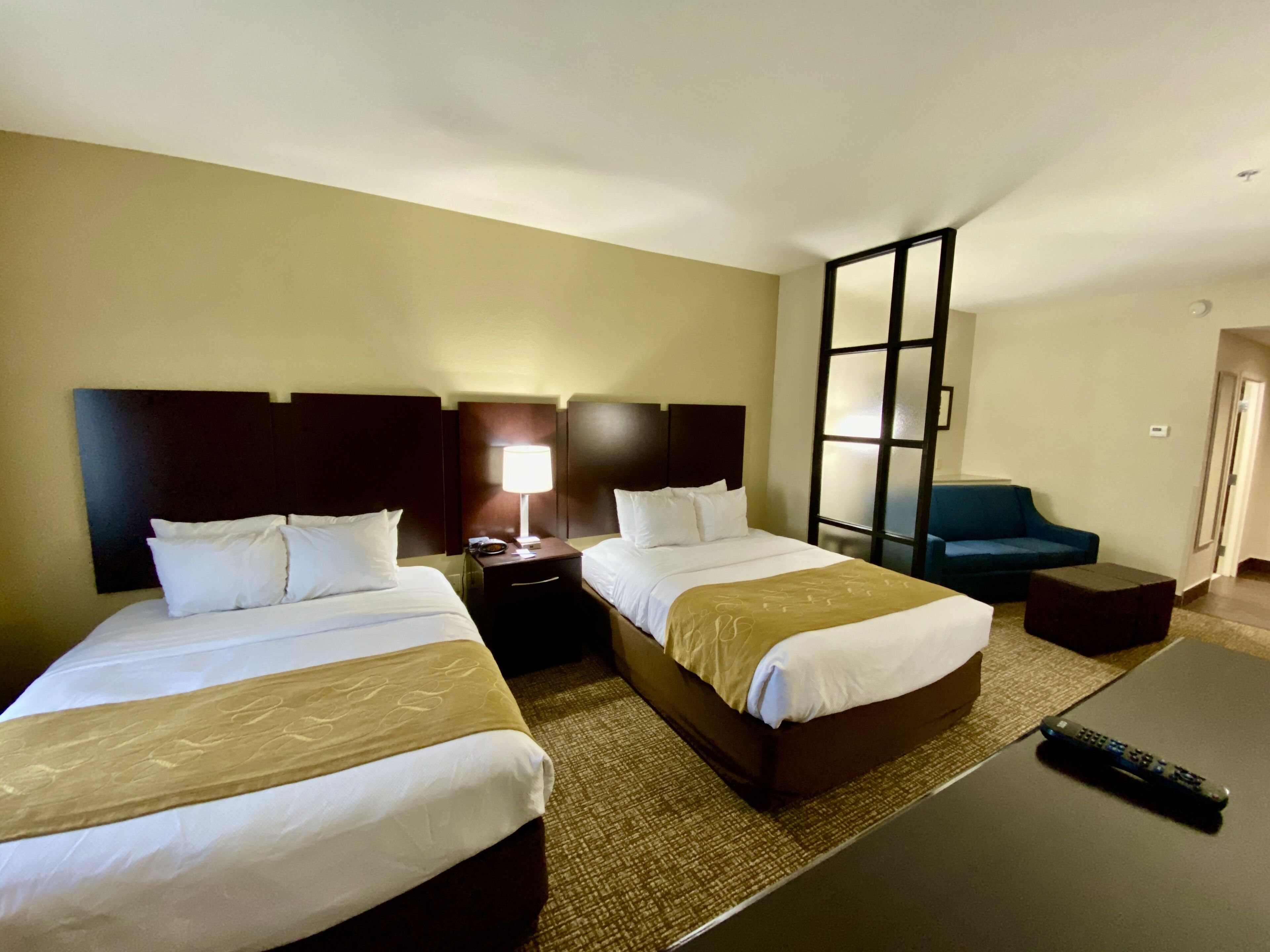 premium bedding, desk, iron/ironing board, free cots/infant beds