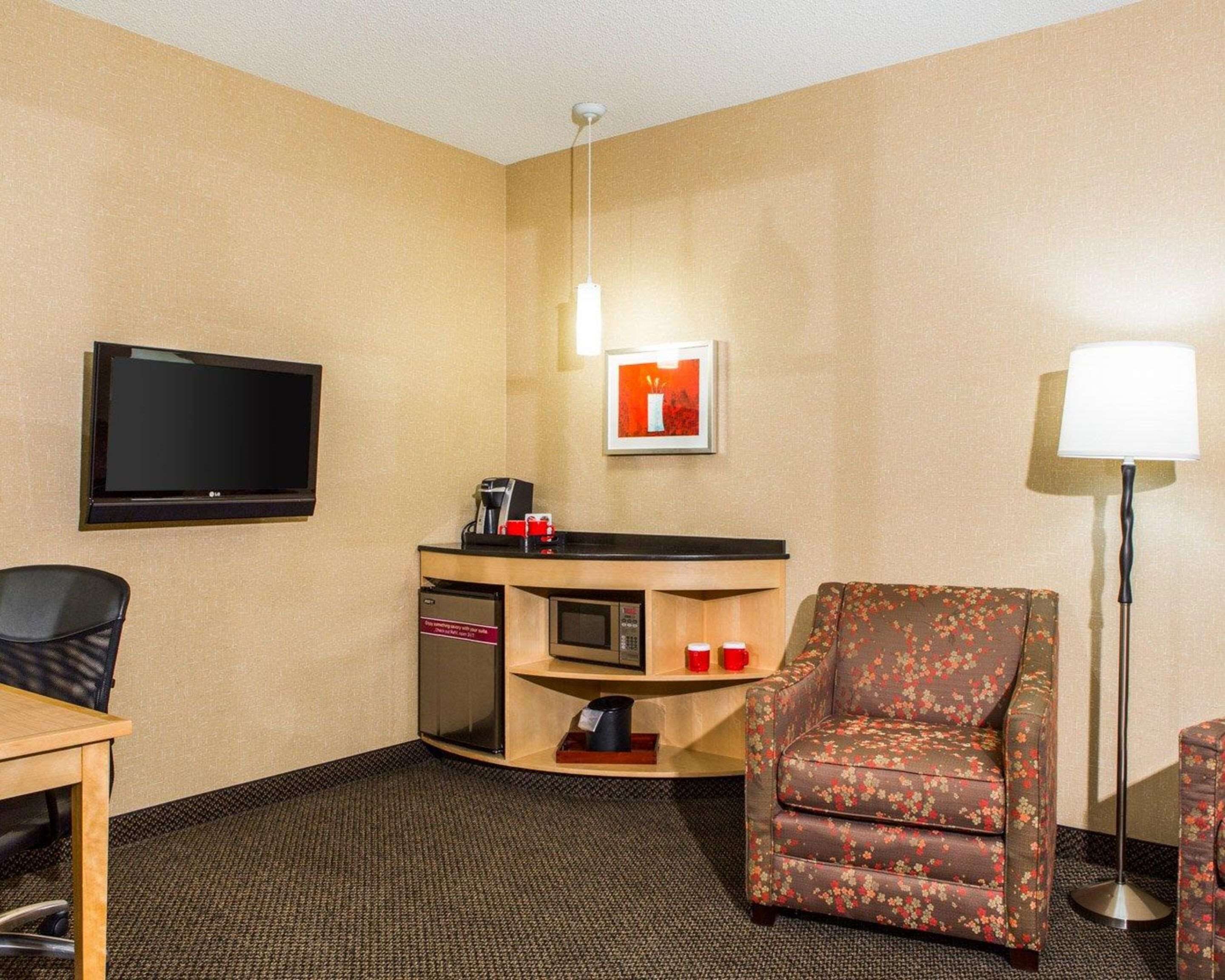 premium bedding, desk, blackout curtains, iron/ironing board