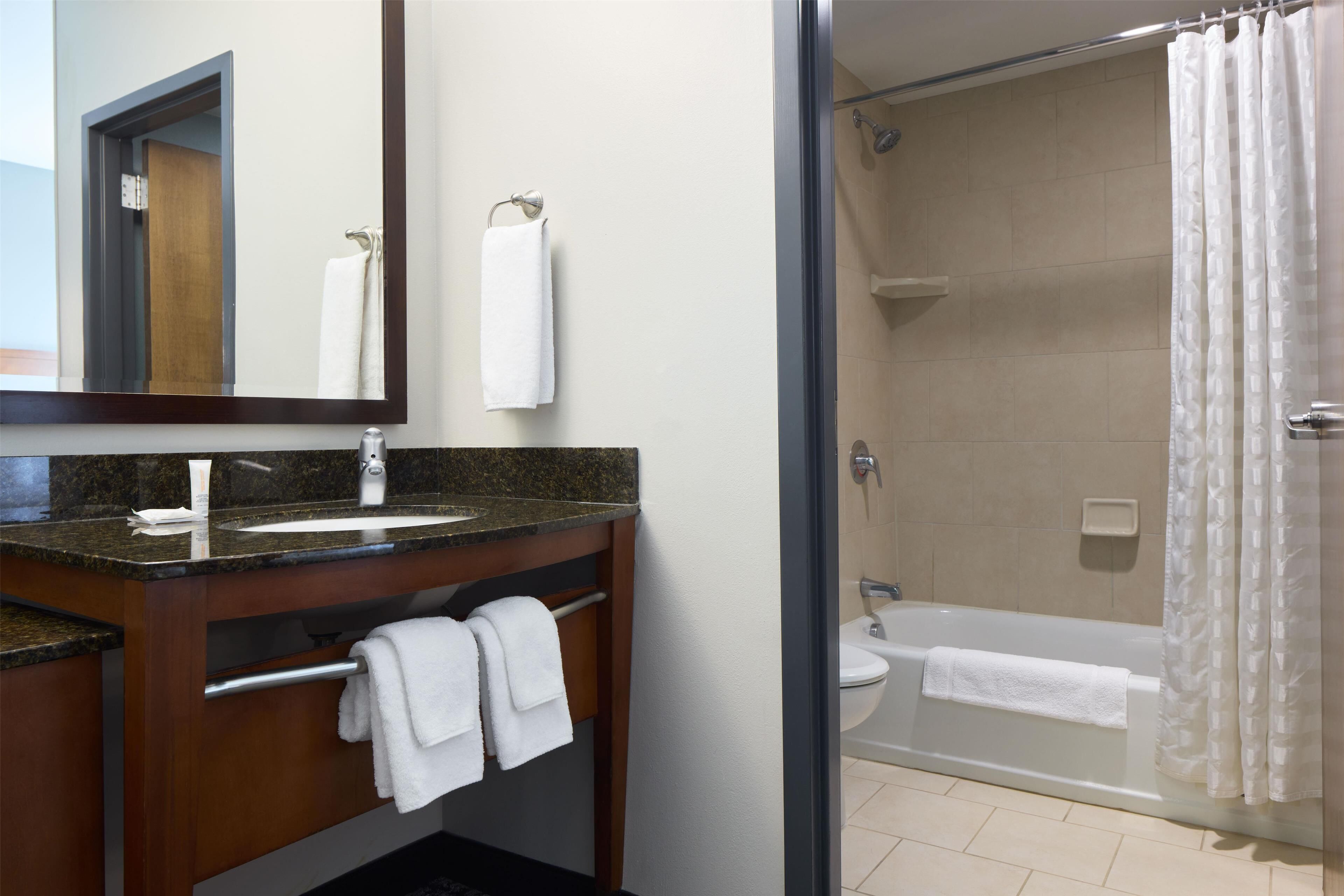 standard room, 2 queen beds | bathroom | free toiletries, hair dryer, towels, soap