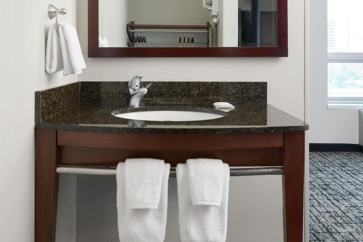 free toiletries, hair dryer, towels, soap