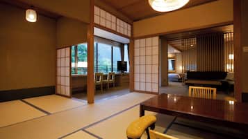 华丽客房, 无烟房, 私人浴室 (Japanese/Western Style, 2bed+6Futons) | 1 多间卧室、客房内保险箱、办公桌、免费 WiFi