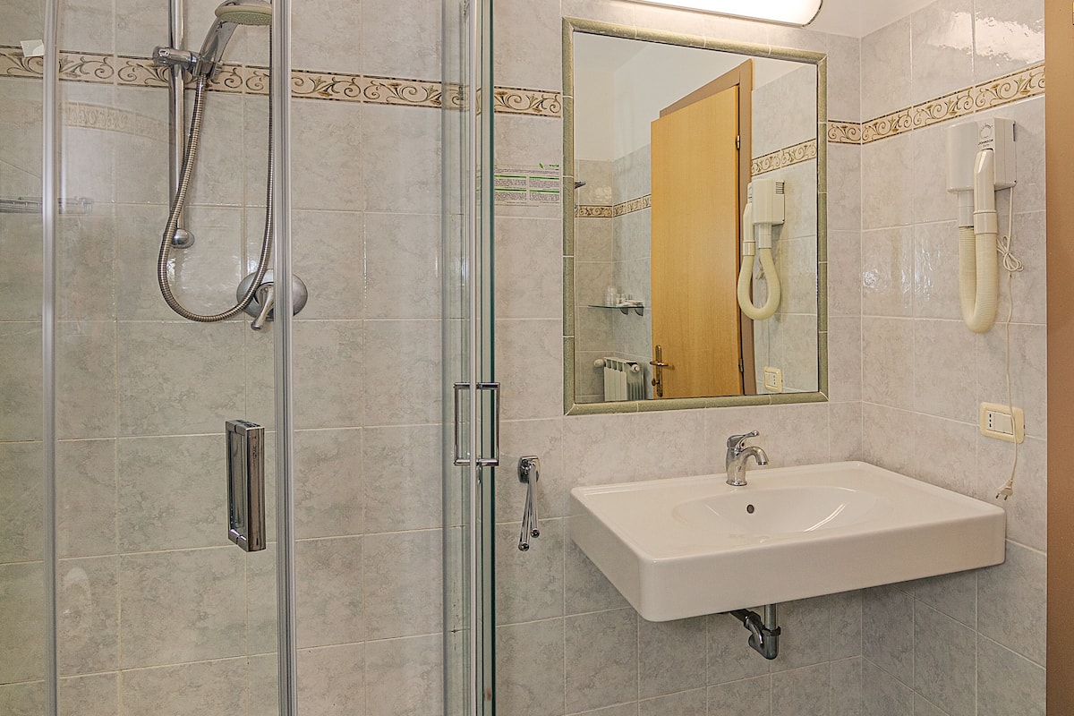 standard double or twin room | bathroom | shower, free toiletries, hair dryer, bidet