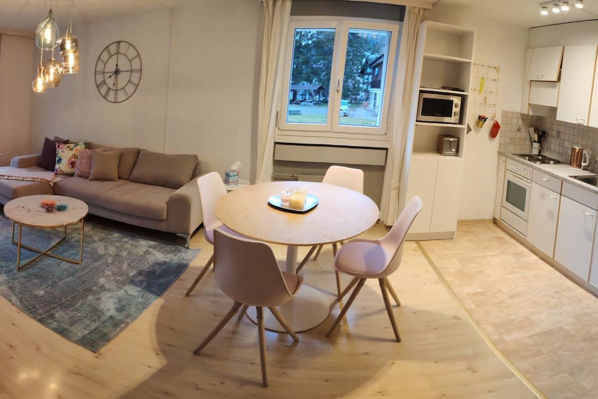 central serviced apartment (acherrainstrasse 9, engelberg, 6390, ch, 600 meter vom hotel central) | living area | 42-inch flat-screen tv with cable channels, tv, netflix
