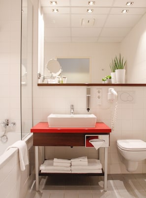 Standard Room, 2 Twin Beds | Bathroom | Bathtub, deep soaking tub, slippers, towels