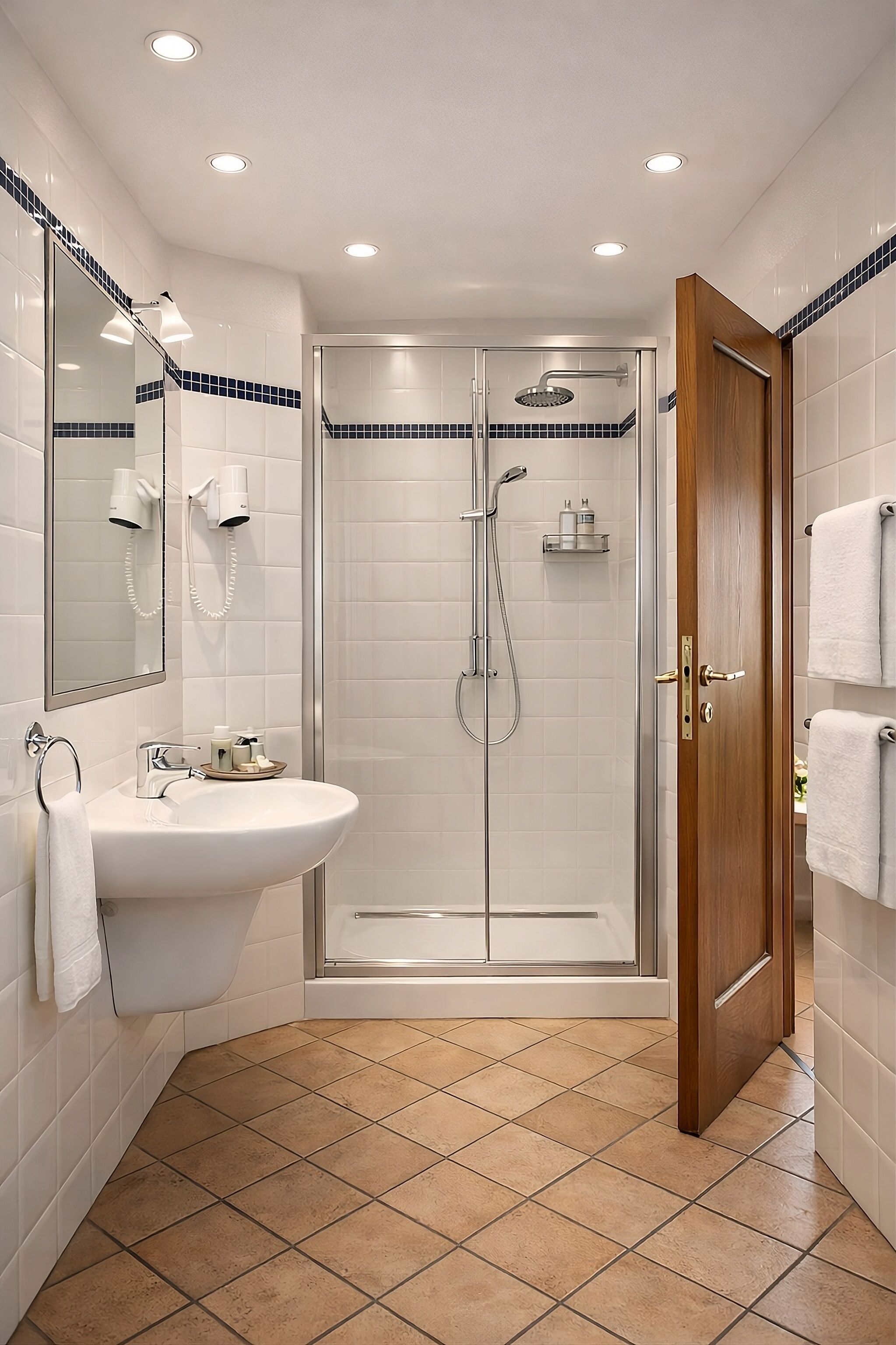 Classic-Dreibettzimmer | Badezimmer | Dusche, Haartrockner, Bidet, Handtücher