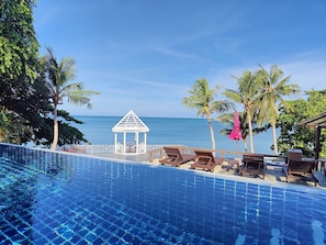 Outdoor pool, pool loungers