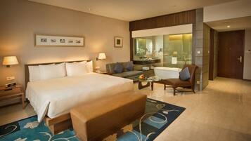 Select Comfort beds, minibar, in-room safe, desk