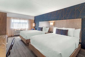 Standard Room, 2 Queen Beds, Non Smoking, Refrigerator | Desk, laptop workspace, blackout drapes, iron/ironing board