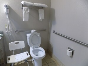 Room, 1 King Bed, Accessible, Non Smoking | Bathroom | Combined shower/tub, rainfall showerhead, hair dryer, towels