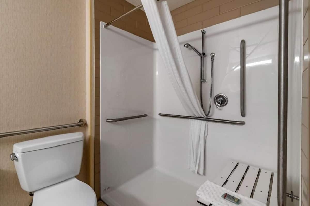 Bathroom | Combined shower/tub, free toiletries, hair dryer, towels