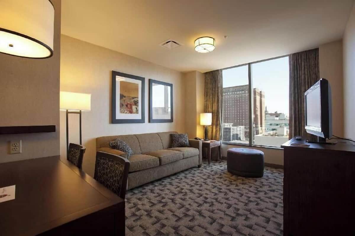 32-inch flat-screen TV with cable channels, TV, pay movies