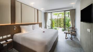 Quarto casal ou duplo luxo, vista para o jardim | 1 quarto, frigobar, cofres nos quartos, individualmente decorados