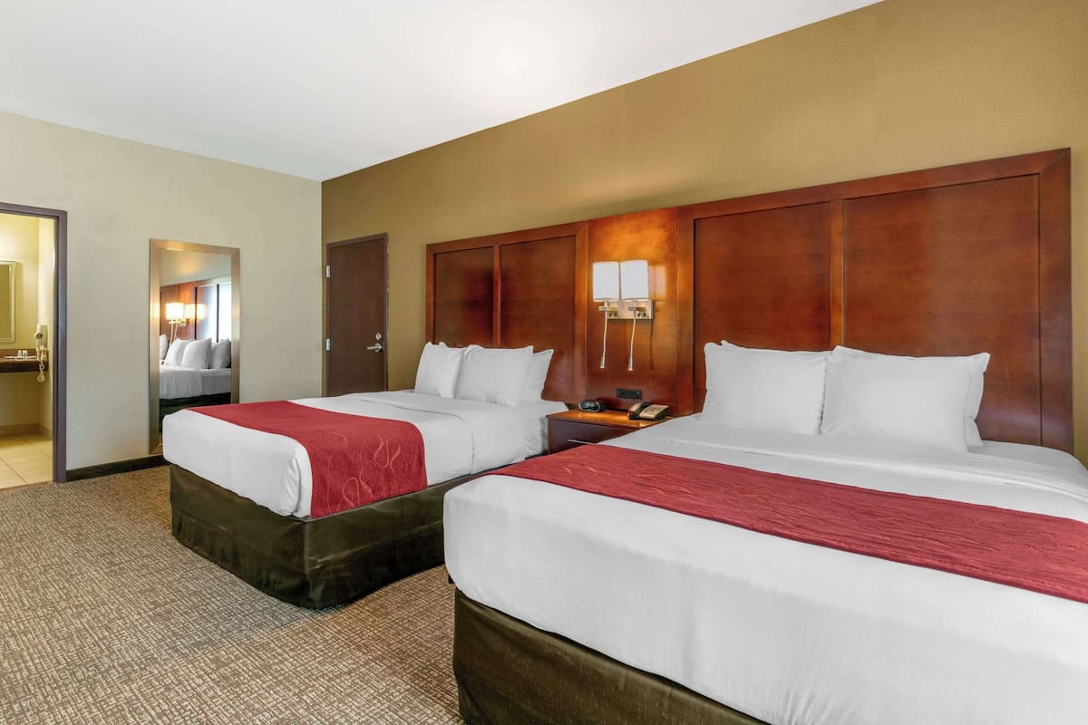 Premium bedding, desk, iron/ironing board, free cots/infant beds