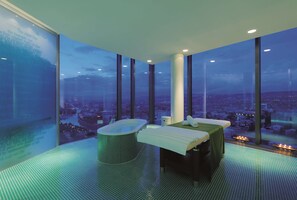 Salas para tratamentos a dois, sauna seca, sauna a vapor