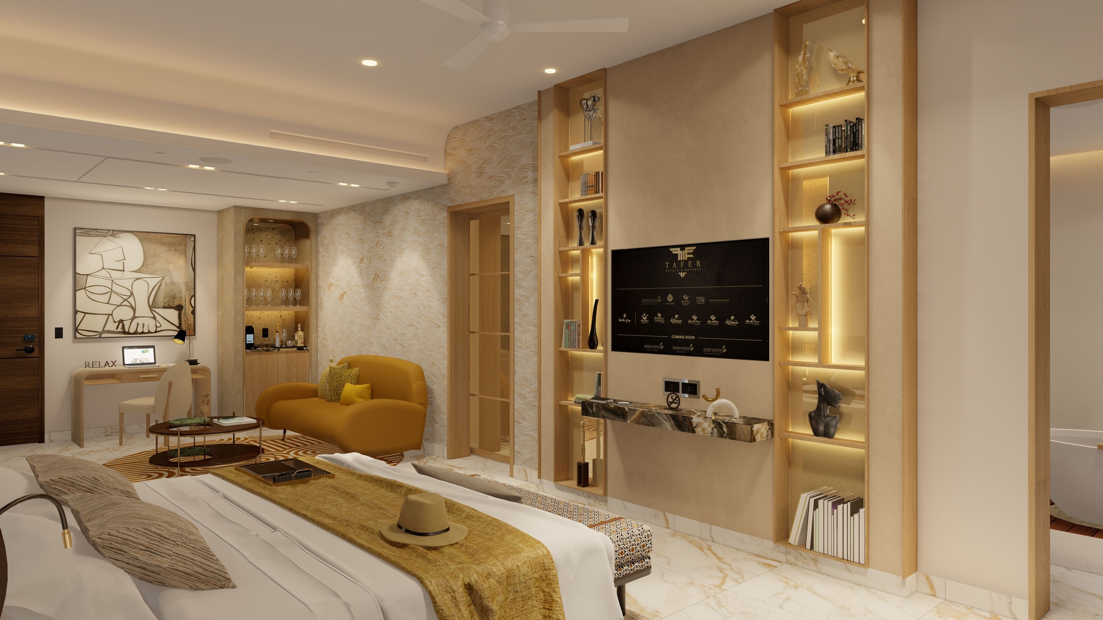 Premium bedding, free minibar items, in-room safe, desk