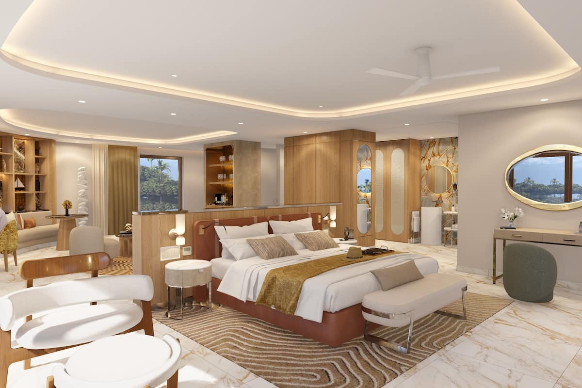 Presidentiële kamer | Luxe beddengoed, een minibar met enkele gratis items