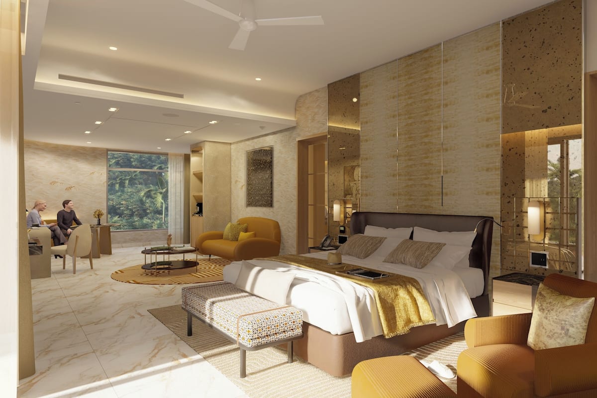 Luxe beddengoed, een minibar met enkele gratis items