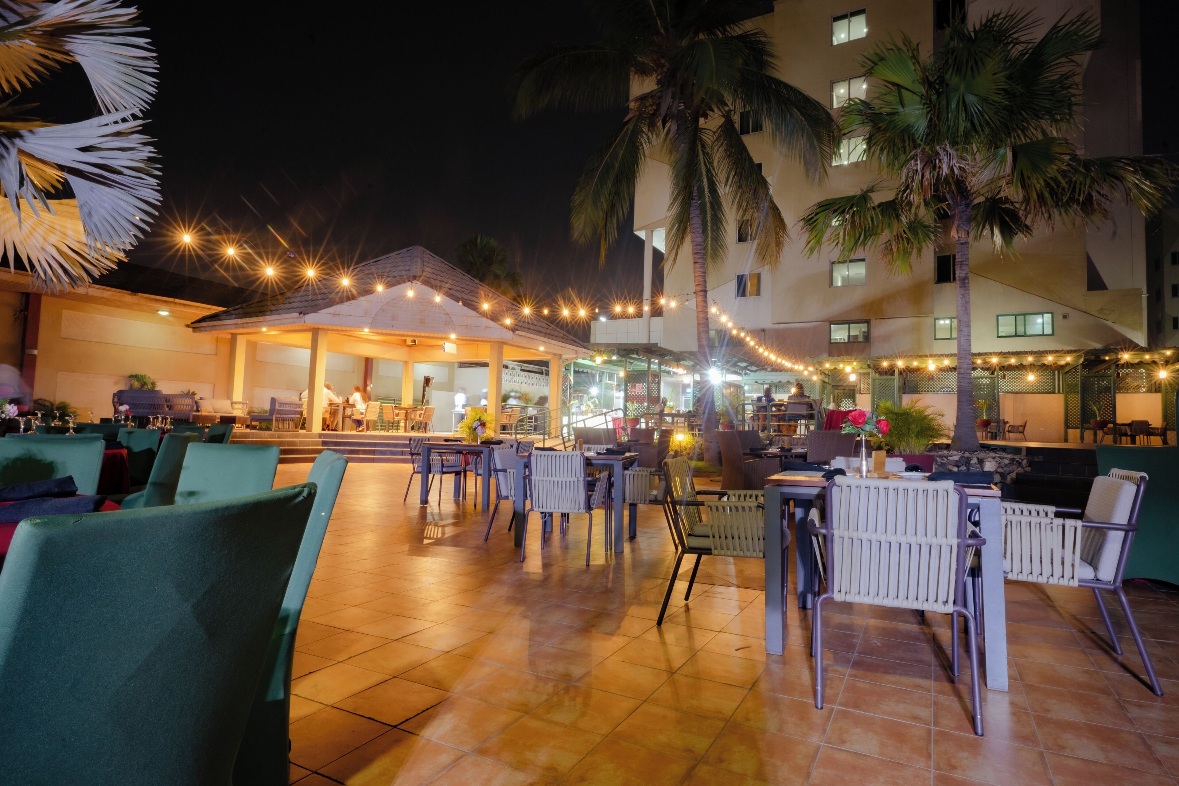 Outdoor pool, pool umbrellas