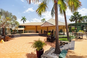 Outdoor pool, pool umbrellas