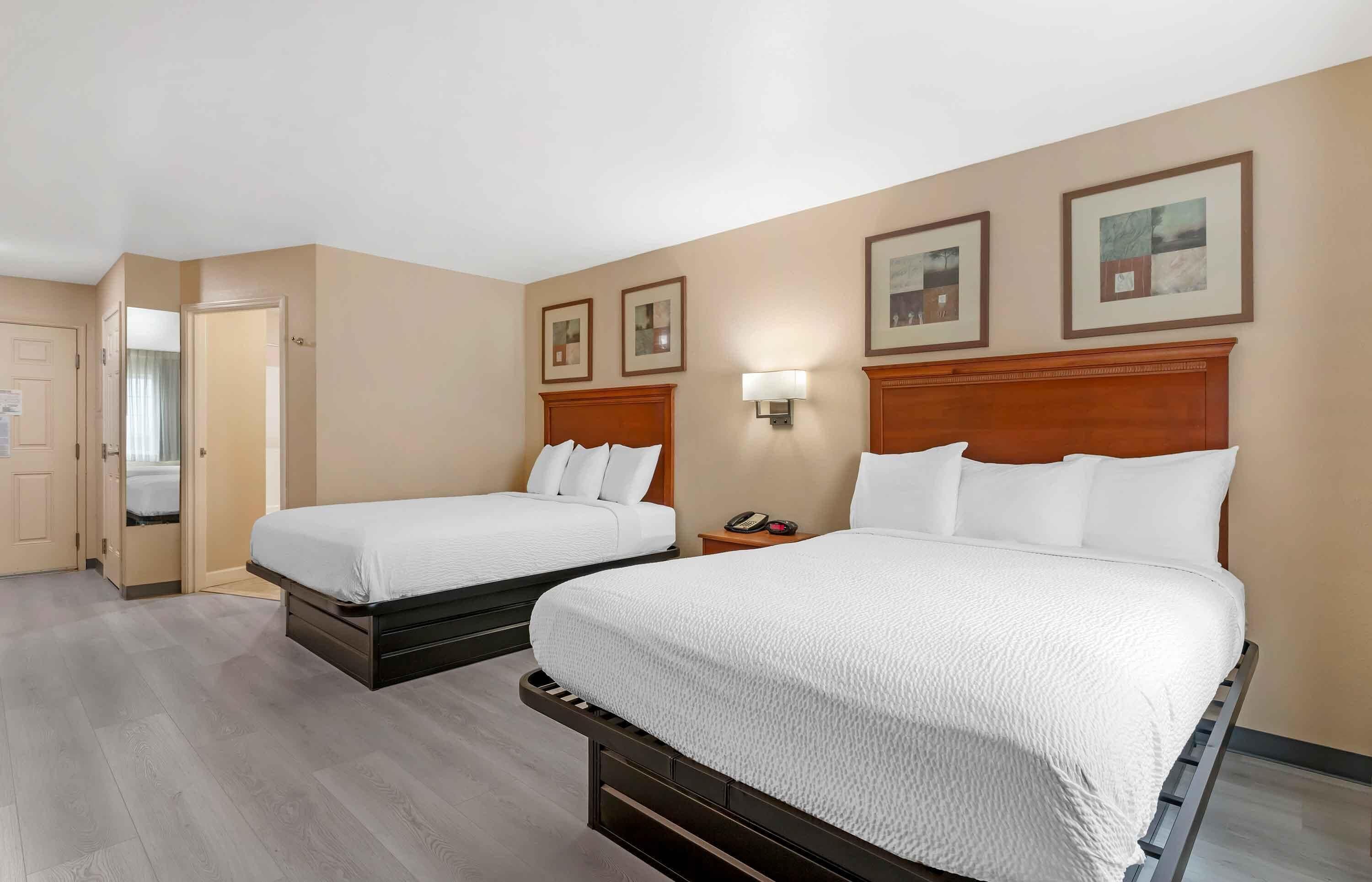 Estudio estándar, 2 camas matrimoniales, para no fumadores, refrigerador y microondas | Decoración personalizada, muebles diferentes y escritorio 