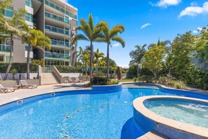 Outdoor pool, open 7:30 AM to 9:00 PM, pool umbrellas, pool loungers - Akama Resort (Urangan)