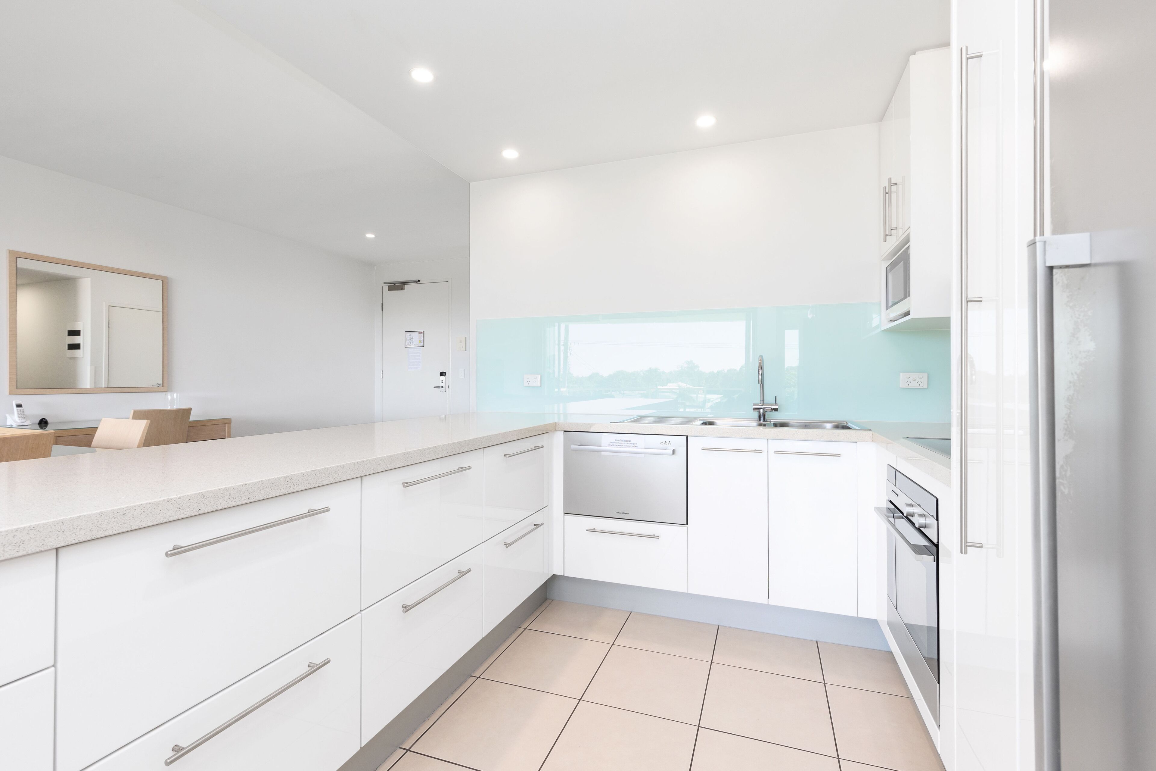 full-sized fridge, microwave, dishwasher, espresso maker