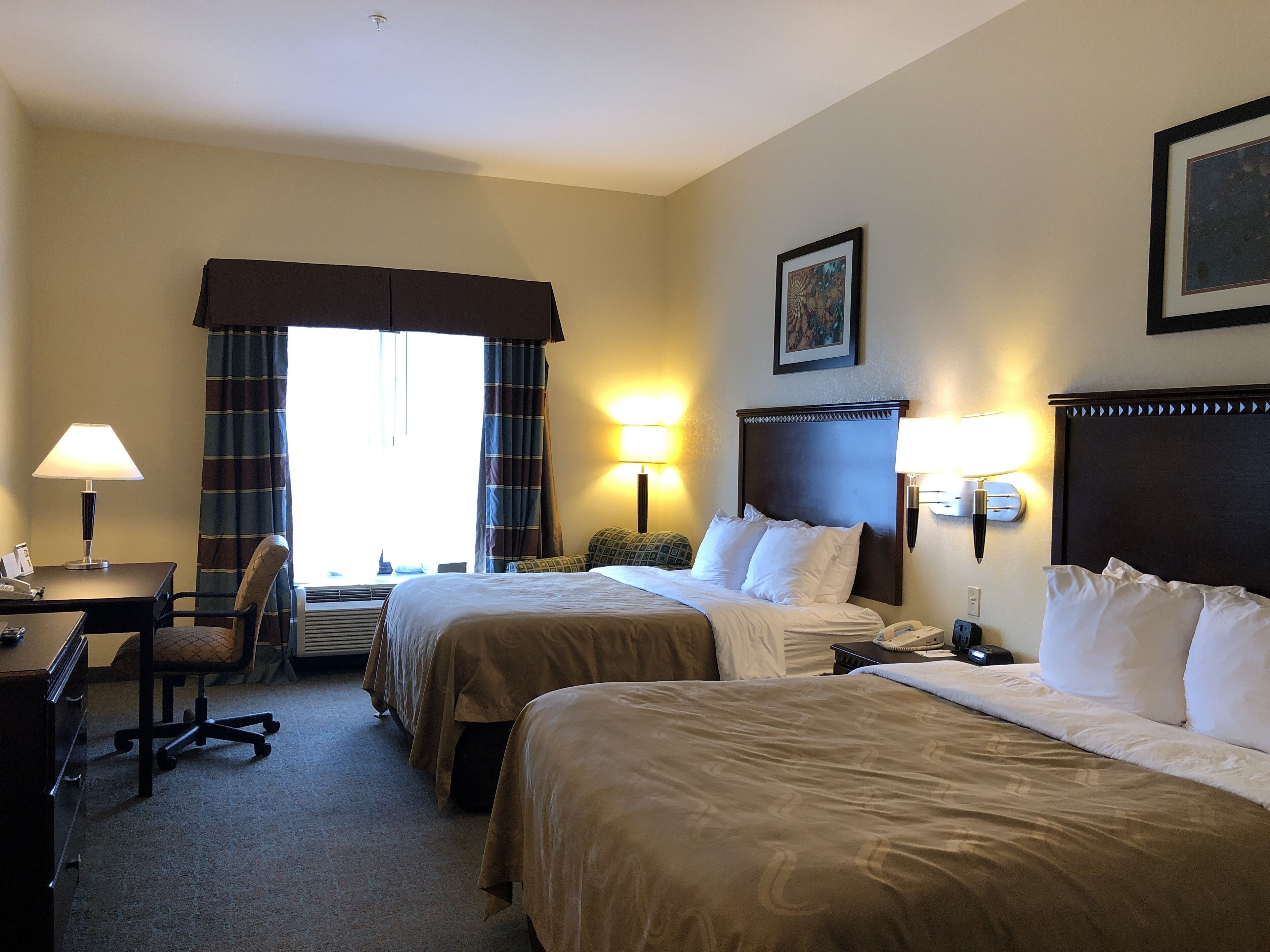 desk, blackout curtains, iron/ironing board, free cots/infant beds