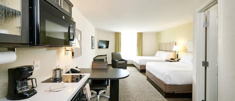 Studio Suite, 2 Double Beds | 1 bedroom, desk, blackout drapes, iron/ironing board