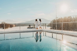 Indoor pool, outdoor pool, pool loungers