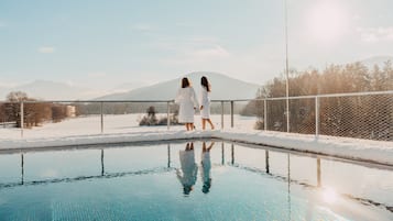 Indoor pool, outdoor pool, pool loungers