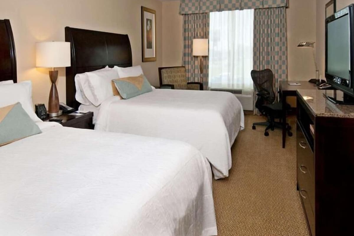 Premium bedding, desk, blackout drapes, iron/ironing board