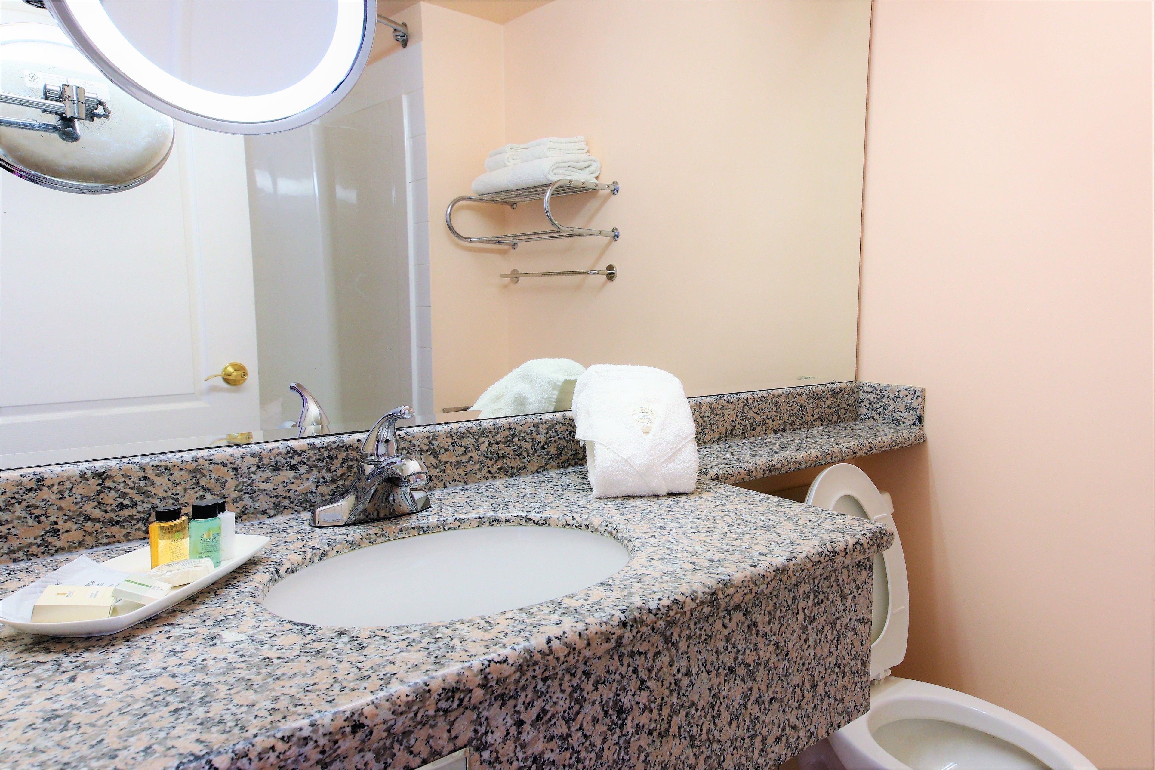 premium room, 1 queen bed, fireplace | bathroom sink