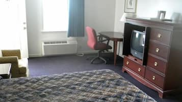 Desk, free WiFi, bed sheets