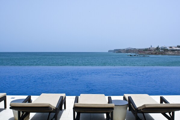 Outdoor pool, pool loungers