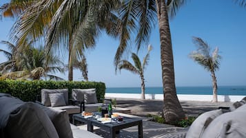 Presidential Suite - Sea View & Terrace 4 adults | Bettwäsche aus ägyptischer Baumwolle, hochwertige Bettwaren
