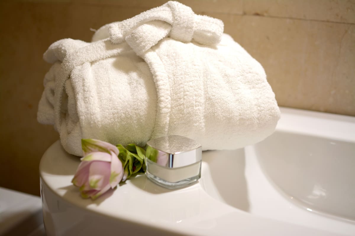 free toiletries, hair dryer, slippers, bidet